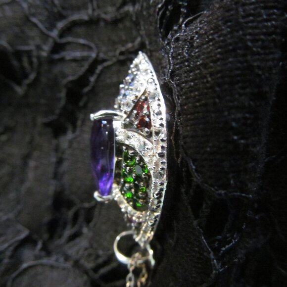 3.60 ctw Amethyst, Vermelho garnet, Bixbite ++ pendant & chain Silver New in Pkg - Picture 15 of 16